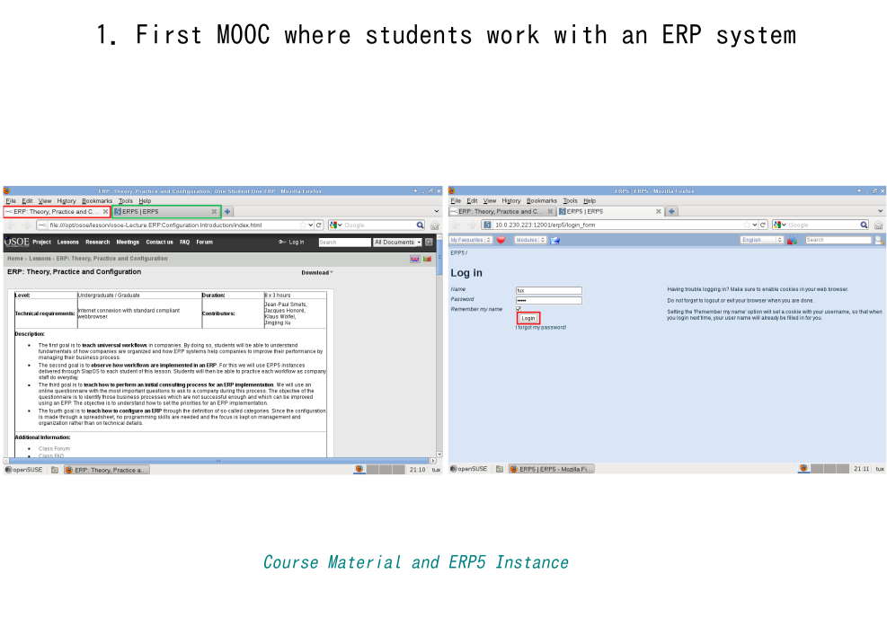 What is new in OSOE MOOC-Course material and ERP5 instance