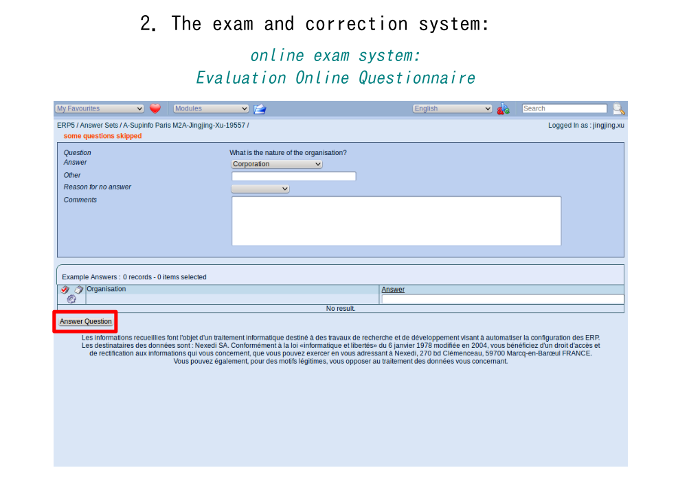Online exam system: Evaluation Online Questionnaire