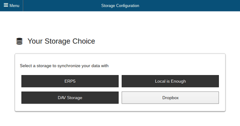 Storage Configuration Screenshot