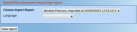Import persons/Organisations report Dialog Box Screenshot