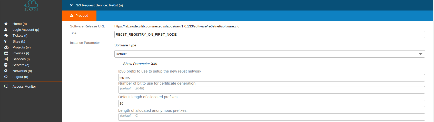 SlapOS Interface - Re6st Registry Instance Configuration